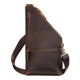 Men's Crazy Horse Leather Chest Bag Shoulder Backpack - Dazpy