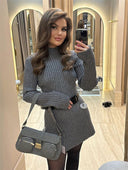Women's Viscose Long-Sleeve Knit Mini Dress
