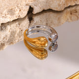 Anillos de acero inoxidable abiertos con forma de gota de agua