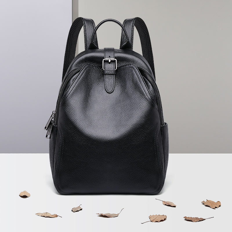 Stylish Blue Grey Leather Women Backpack