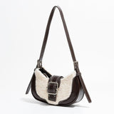 Bolso hobo de cuero elegante con hombro en forma de media luna