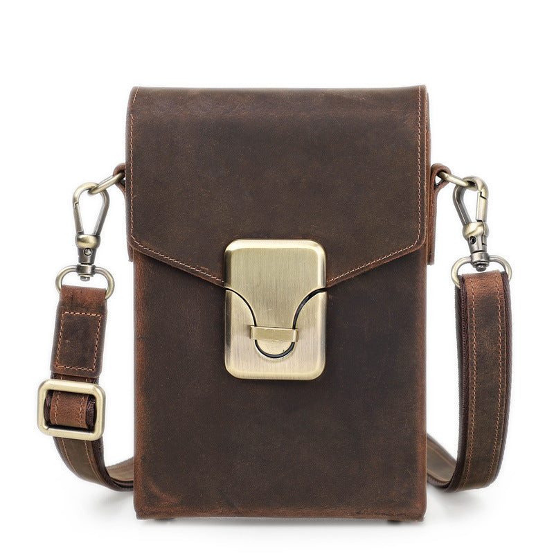 European And American Retro Crazy Horse Cowhide Men's Shoulder Bag - Dazpy