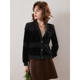 Elegant Lace Button V-Neck Long Sleeve Cardigan Jacket