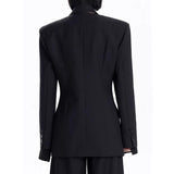 Elegant Cross Neck Double Breasted Women's Blazer for All Seasons