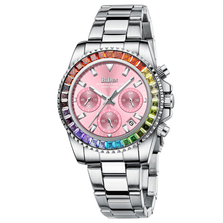 Fashion Steel Band Business Ladies Trend Colored Diamond Watch - Dazpy