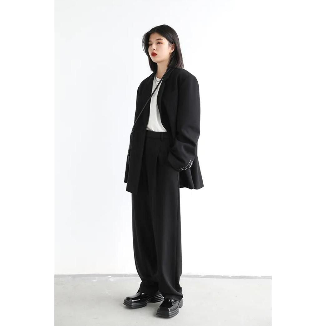 Elegant Twill Wide Leg Suit Pants for Women