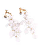 Gold And Silver Dual Color Ceramic Flower Earrings - Dazpy