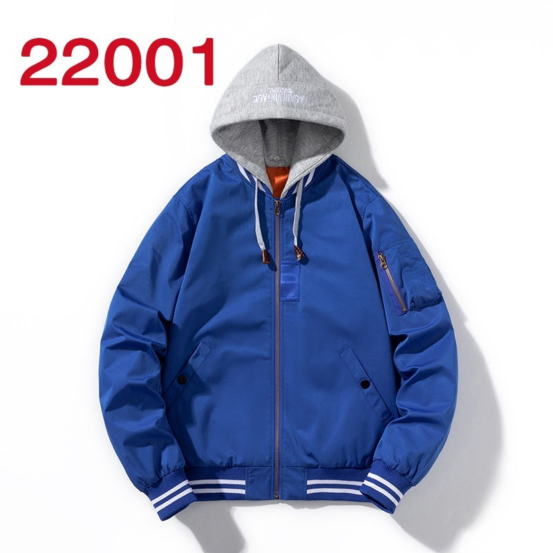 American Street Fashion Kapuzenjacke Volltonfarbe Druck Bestickte Baseballuniform