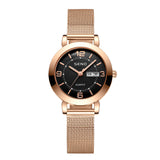 Mesh Non-mechanical Ladies Luminous Waterproof Double Calendar Female Student Steel Belt Watch - Dazpy