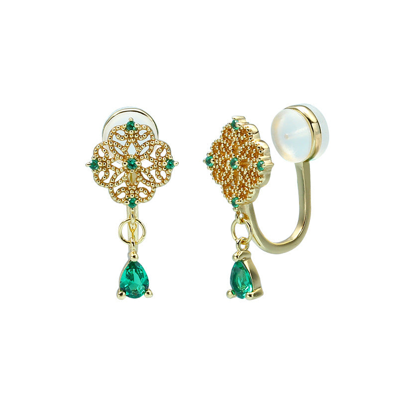 Emerald Zirconium Ear Clip Without Ear Hole - Dazpy