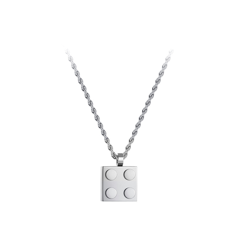 Square Building Block Pendant New Year Gift Necklace - Dazpy