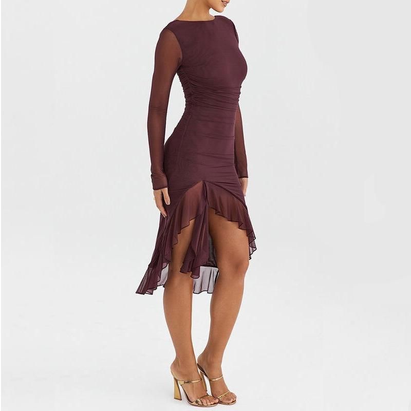 Elegant Ruffle Ruched Mini Dress