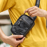 Summer Small Leather Men's Chest Bag - Dazpy