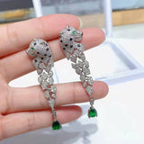 Vintage Green Gem Earrings With Diamonds - Dazpy