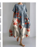 Women's Loose Round-Neck Digital-Print Dress