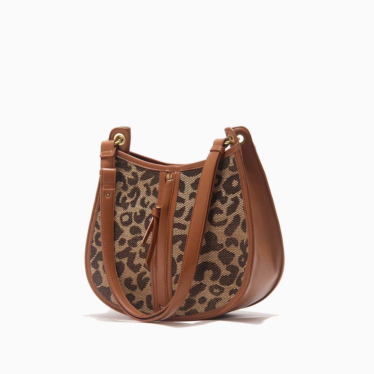 Bolso de hombro tipo sillín de leopardo