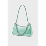 Luxe Alligator Pattern Leather Shoulder Bag with Chain Detail