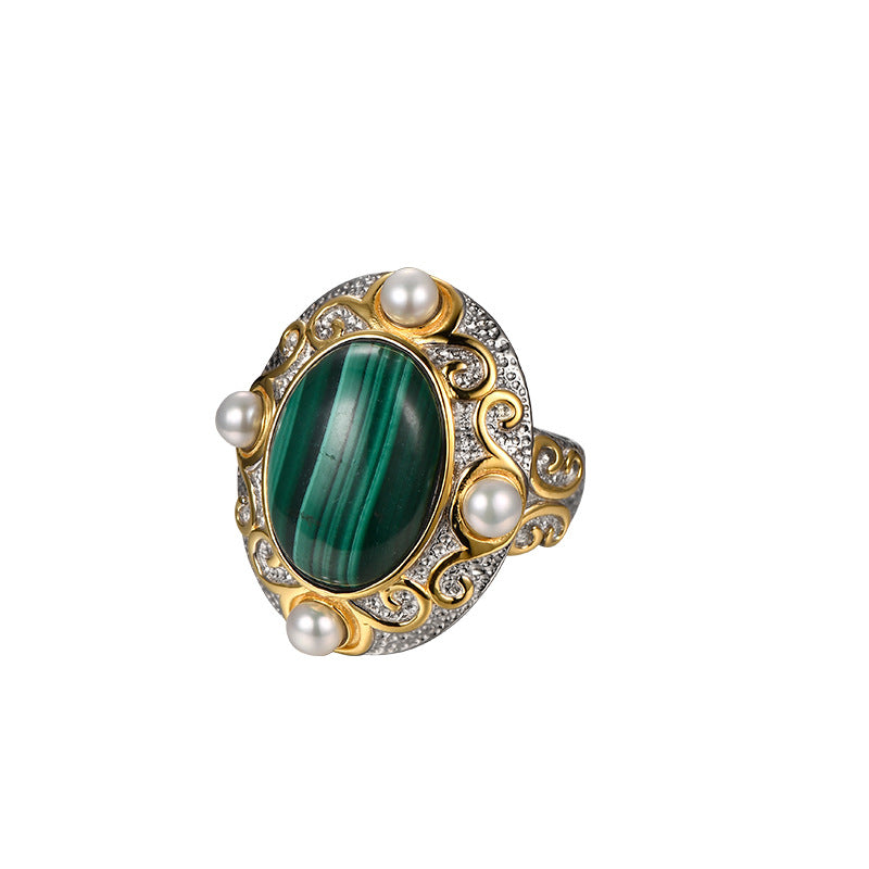 Oval Malachite Ring For Women - Dazpy