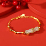 Women's Gold-plated Hetian Jade Bamboo Festival Bracelet - Dazpy