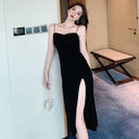 Women's High-Waist Strap Maxi Dress with Slit