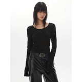 Chic Backless Long Sleeve Slim Top for Women