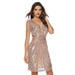 Women's Sequined V-neck Sleeveless Mid-length Sequined Dress