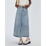 Classic High Waist Straight Denim Skirt