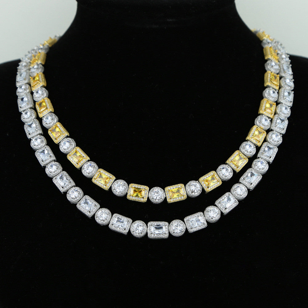 New Round Rectangular Zircon Necklace - Dazpy