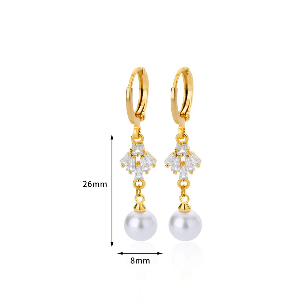 Butterfly Imitation Pearl Dangle Earrings - Trendy Stainless Steel Jewelry