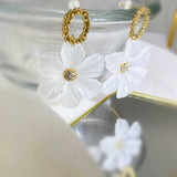 Charming Translucent Flower Drop Earrings with Rhinestone