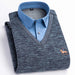 Fleece-lined Thickened Fake Shirt Collar Pullover Leisure Warm Sweater