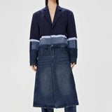 Trenchcoat aus Denim mit Patchwork-Muster