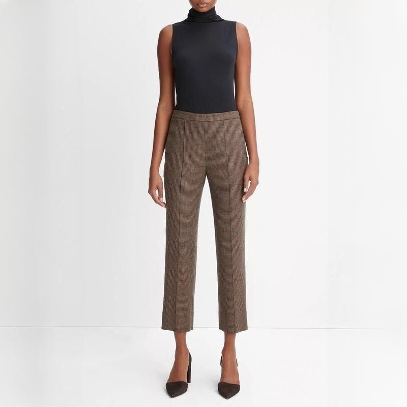 Schicke High-Waist-Hose mit Hahnentrittmuster für Damen