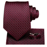 Burgundy Black Plaid Silk Necktie Set for Men