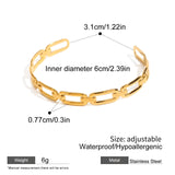 Pulsera de acero inoxidable bañada en oro de 18 quilates con diseño geométrico abierto