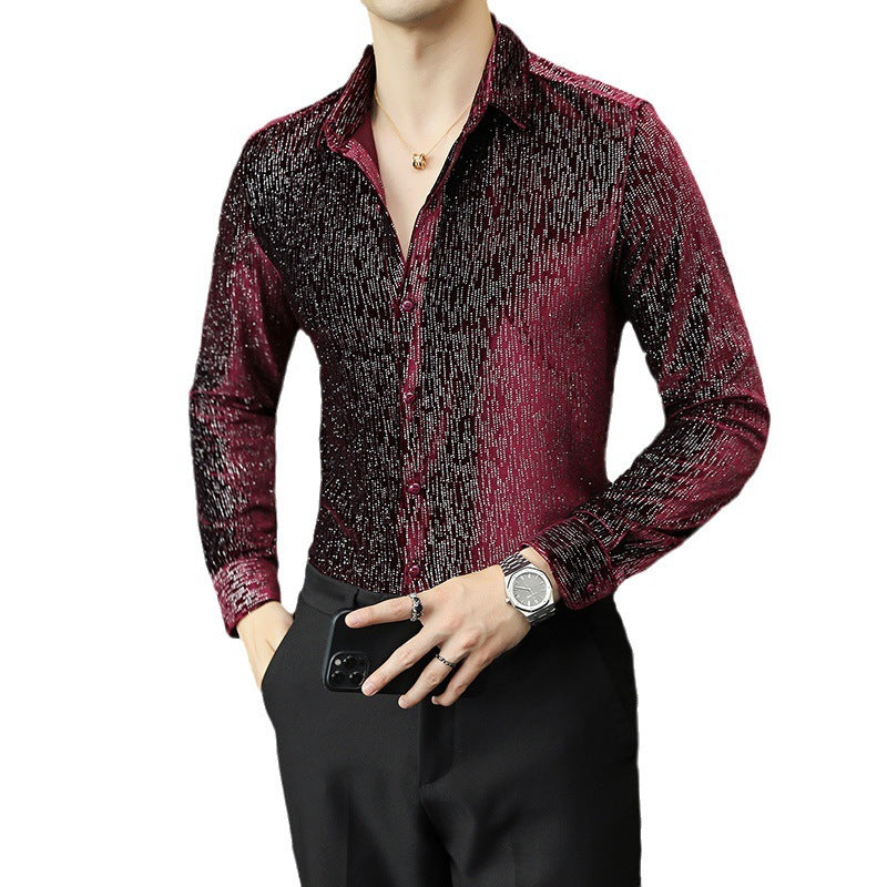 Fashion Personality Slim Fit Glossy Shirt For Men