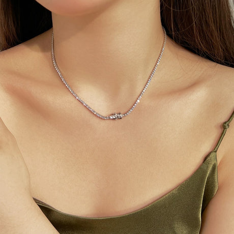 Single Row Diamond Inlaid Zircon Full Diamond Tennis Chain - Dazpy