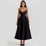 Elegant Backless A-line Midi Dress for Women