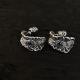 Silver Phoenix Feather Wing Earrings - Dazpy