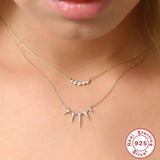 Women's Fashion Sterling Silver Geometric Zirconia Necklace - Dazpy