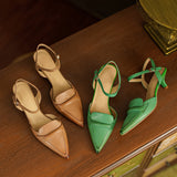 Elegant Leather Slingback Heels - Summer 2023 Women's Pointed High Heels