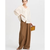 Pleated High Waisted Wide Leg Pants for Women