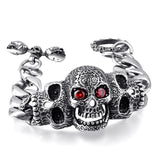 Titanium Steel Inlaid Gemstone Domineering Men's Gabala Skull Bracelet - Dazpy