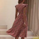 Vestido midi de corte en A, sin mangas y con cuello en V para mujer