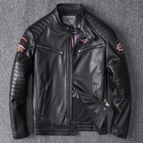 Chaqueta de motociclista con cuello alto para hombre