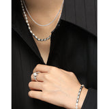 Design Natural Freshwater Pearl Bead Stitching S925 Sterling Silver Clavicle Chain Necklace For Women - Dazpy