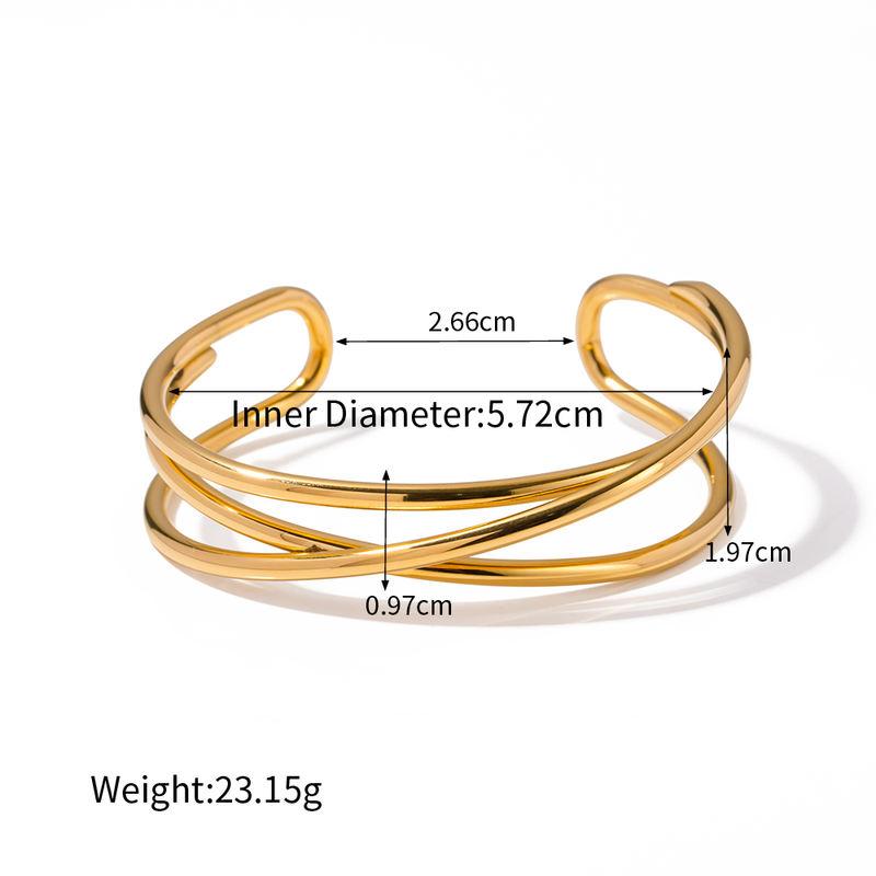 Brazalete multicapa de acero inoxidable bañado en oro de 18 quilates