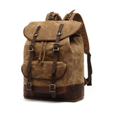 Vintage Waterproof Rucksack Leather Travel Backpack - Dazpy