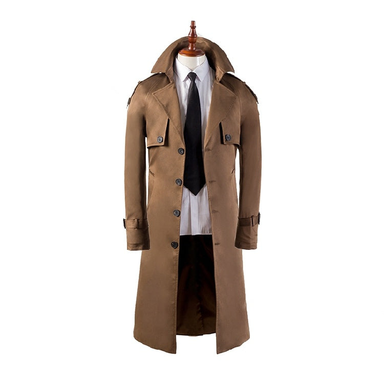 Men's Trench Coat Super Long Over The Knee Slim Business Casual