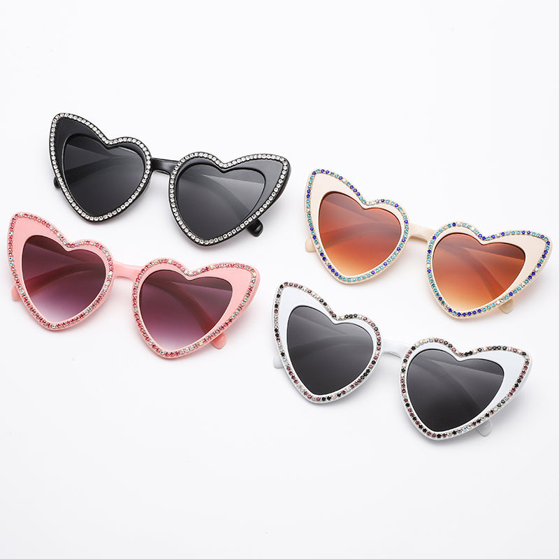 Heart-Shaped Rhinestone Cat Eye Y2K Sunglasses